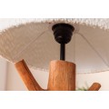 Venkovská stolní lampa Garcinia s hnědou masivní nohou s designem větví a bílým buklé stínítkem 58 cm