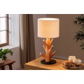 Venkovská stolní lampa Garcinia s hnědou masivní nohou s designem větví a bílým buklé stínítkem 58 cm
