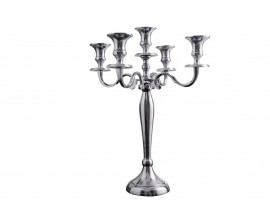 Stylový zámecký stříbrný svícen Modern Barock s pěti držáky na svíčky s lesklým povrchem 40 cm