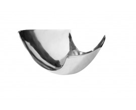 Moderní designová kovová mísa Abstract ve stříbrné barvě s dynamickou asymetrickou siluetou 30 cm