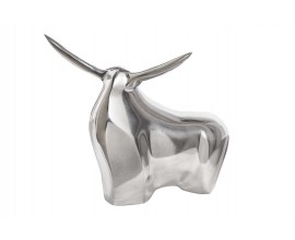 Stylov&eacute; glamour extravagantn&iacute; těž&iacute;tko Bull v podobě b&yacute;ka ve stř&iacute;brn&eacute; chromov&eacute; barvě s hladk&yacute;m leskl&yacute;m povrchem 16 cm