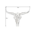 Moderní stylová nástěnná dekorace Matador s designem lebky s rohy z kovu ve stříbrné barvě 58 cm