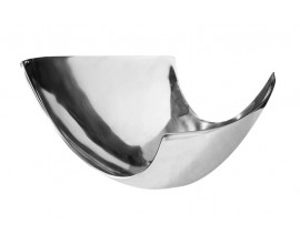 Moderní designová stříbrná mísa Abstract s asymetrickou siluetou z kovu 25 cm