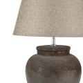 Designová vintage stolní lampa Casangelo s designem starožitného kamene v hnědé barvě s béžovým stínítkem 56 cm