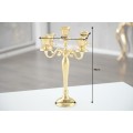 Zámecký kovový zlatý svícen  Gold Barock s pěti držáky na svíčky 40 cm
