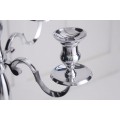 Klasický zámecký vysoký stříbrný kovový 5 ramenný svícen Modern barock s lesklým povrchem 120 cm