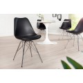 Designová retro černá jídelní židle Scandinavia s koženým potahem a šikmým chromovým nohama 85 cm