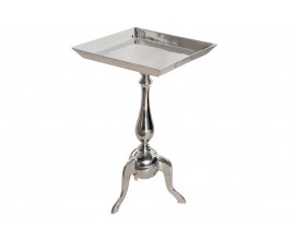 Designov&yacute; glamour čtvercov&yacute; př&iacute;ručn&iacute; stolek Jardin s elegantn&iacute; tvarovanou nohou v leskl&eacute;m chromov&eacute;m proveden&iacute; 55 cm