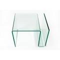 Designový moderní skleněný čtvercový konferenční stolek Ghost s přihrádkou s oblými hranami 50 cm