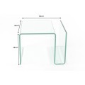 Designový moderní skleněný čtvercový konferenční stolek Ghost s přihrádkou s oblými hranami 50 cm