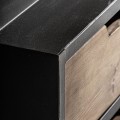 Luxusní industriální knihovna Ivalo se šesti policemi a čtyřmi zásuvkami a žebříkem z černého kovu a hnědého dřeva 245 cm