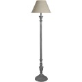 Štýlová vintage sivá vysoká stojaca lampa Ithaka s kužeľovým ľanovým krémovým tienidlom 155 cm