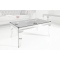 Zámecký glamour konferenční stolek Modern Barock s černou skleněnou deskou a stříbrnými lesklými nožičkami 100 cm