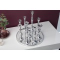 Stylový glamour stříbrný svícen Modern Barock z kovu s devíti držáky na svíčky a kulatou podstavou 30 cm