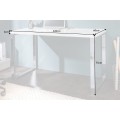 Moderní psací stůl Linear s bílou lesklou deskou a hranatým kovovým nohama ve stříbrné chromové úpravě 120 cm
