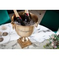 Glamour zlatá nádoba Champagne Royal na šampaňské s úchytkami a čtvercovou podstavou se zdobením 40 cm