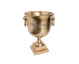 Glamour zlatá nádoba Champagne Royal na šampaňské s úchytkami a čtvercovou podstavou se zdobením 40 cm