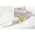 Stylová velká dekorační mísa na ovoce Leaf z kovu ve stříbrné barvě s lesklým povrchem ve tvaru listu 80 cm