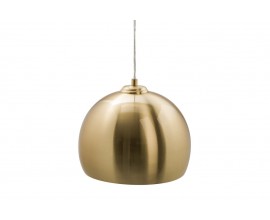 Art deco kulatý závěsný lustr Aurora ve zlaté barvě s kovovým lesklým povrchem a tvarem nedokončené koule 30 cm