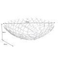 Moderní kulatá stříbrná kovová dekorační mísa Weave v atypickém designu kovové sítě 45 cm