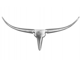 Glamour závěsná nástěnná dekorace Horns ve stříbrné barvě ve tvaru lebky býka s chromovým povrchem 75 cm