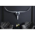 Glamour chromová nástěnná dekorace Silver Bull ve tvaru býčí lebky s lesklým povrchem a zaoblenými rohy 120 cm