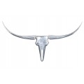 Glamour závěsná nástěnná dekorace Silver Bull z chromovaného kovu ve stříbrné barvě s lesklým hladkým povrchem a dlouhými rohy