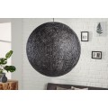 Moderní kulatý závěsný černý lustr Sphere z vláken banánovníku abaca s průsvitnou strukturou 60 cm
