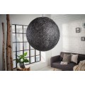 Moderní kulatý závěsný černý lustr Sphere z vláken banánovníku abaca s průsvitnou strukturou 60 cm