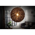 Moderní kulatý závěsný černý lustr Sphere z vláken banánovníku abaca s průsvitnou strukturou 60 cm