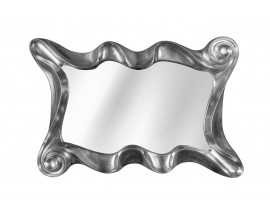 Glamour stříbrné obdélníkové nástěnné zrcadlo Wave s vlnitým rámem a lesklým povrchem 160 cm