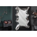 Glamour stříbrné obdélníkové nástěnné zrcadlo Wave s vlnitým rámem a lesklým povrchem 160 cm