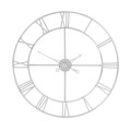Vintage kulaté nástěnné hodiny Factory z kovu ve stříbrné barvě s římskými číslicemi 102 cm