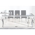 Glamour obdélníkový stříbrný jídelní stůl Modern Barock s černou opálovou skleněnou deskou 180 cm