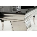 Glamour obdélníkový stříbrný jídelní stůl Modern Barock s černou opálovou skleněnou deskou 180 cm