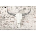 Venkovská nástěnná bílá kovová dekorace Bullhead v podobě býčí lebky s černými rohy 70 cm