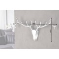 Glamour stylová nástěnná stříbrná chromová dekorace Deerhead s geometrickou hlavou a rozvětvenými parohy 90 cm