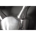 Glamour stylová nástěnná stříbrná chromová dekorace Deerhead s geometrickou hlavou a rozvětvenými parohy 90 cm
