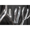 Glamour stylová nástěnná stříbrná chromová dekorace Deerhead s geometrickou hlavou a rozvětvenými parohy 90 cm
