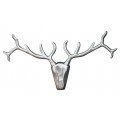 Glamour stylová nástěnná stříbrná chromová dekorace Deerhead s geometrickou hlavou a rozvětvenými parohy 90 cm