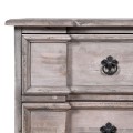 Stylový vintage masivní obdélníkový hnědý noční stolek Nature s patinou a třemi zásuvkami s kovovými úchyty 72 cm