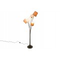 Moderní stojací lampa Levels s pěti barevnými hnědými a světlými béžovými a bílým lněným stínítkem s ohebnými spoji a kulatou černou mramorovou podstavou