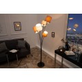 Stylová moderní kovová stojací lampa Levels s pěti kulatými hnědými a bílými lněnými stínítky 176 cm