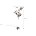 Stylová moderní kovová stojací lampa Levels s pěti kulatými hnědými a bílými lněnými stínítky 176 cm