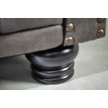 Luxusní chesterfield obdélníková dvoumístná čalouněná prošívaná šedá sedačka Chesterfield Grau se zlatými nýty 150 cm