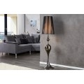 Luxusní jedinečná stojací lampa Lucie Schwarz z kovu s lesklým černým povrchem a kulatým nylonovým stínítkem 160 cm