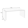 Designový obdélníkový skleněný průhledný konferenční stolek Ghost s oblými rohy 110 cm