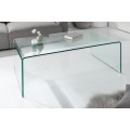 Designový obdélníkový skleněný průhledný konferenční stolek Ghost s oblými rohy 110 cm