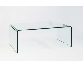 Designový obdélníkový skleněný průhledný konferenční stolek Ghost s oblými rohy 110 cm