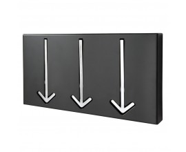 Designový obdélníkový kovový moderní černý závěsný nástěnný věšák Arrow v podobě stříbrných šipek 30 cm